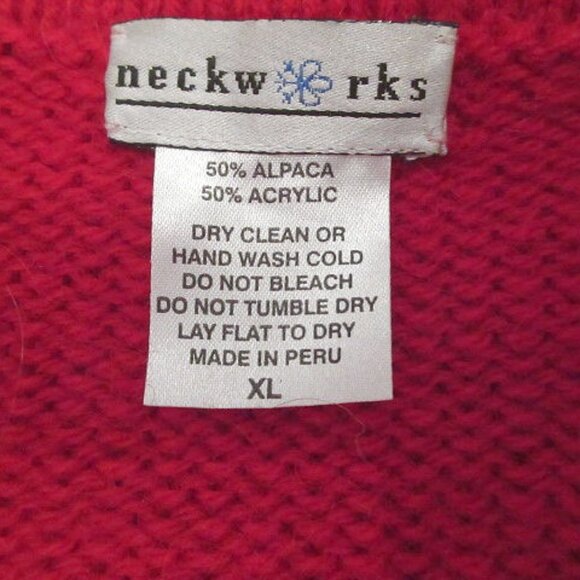 Vtg Neckworks 3D Knit Cardigan Sweater Size XL Alpaca Wool Fair Isle Snowflakes - Picture 7 of 11